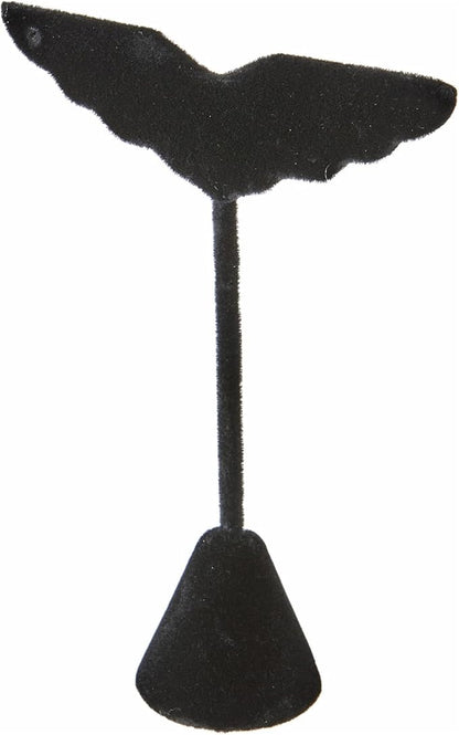 Plymor Black Velvet Wing Shaped, Three Pair Earring Display Stand, 3" W x 1.25" D x 4.75" H