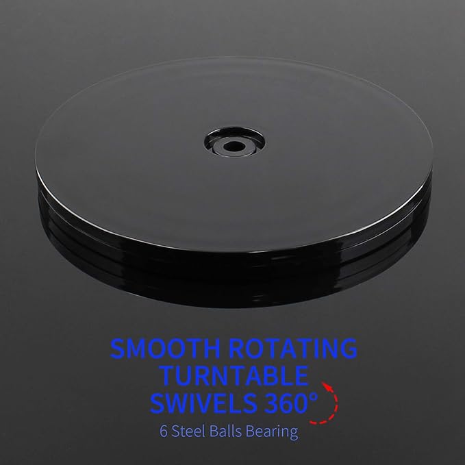 2Pcs Black Turntable Organizer 6 Inch, Acrylic Rotating Turntable Platter Swivel Plate Tray for Pantry Cabinet Spice Rack Cake Table Makeup