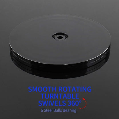2Pcs Black Turntable Organizer 6 Inch, Acrylic Rotating Turntable Platter Swivel Plate Tray for Pantry Cabinet Spice Rack Cake Table Makeup