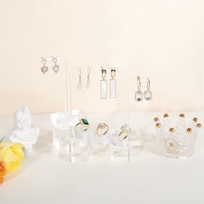 2pcs Acrylic earring display stands for selling, Clear earring holder organizer, transparent L bar earring hangers mini stand【Clear Acrylic Earring L Stand-2pcs 】