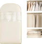 Space Saving Hanging Garment Bag with Self Compression Zipper - Organizer for Closet(Beige,M)