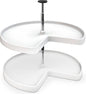 Rev-A-Shelf 28" Kidney Shaped Dual Tier Lazy Susan Organizer for Corner Base Kitchen Cabinets, Plastic Home Storage Shelves, 28" W x 22.5" D x 26" H, White, 3472-28-11-52