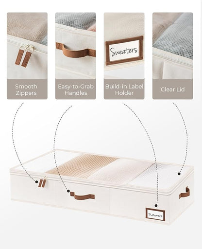 StorageWorks Extra Large Under Bed Storage Containers with Handles and Label Holder, 2 Pack Ultra-thick Fabric Underbed Bins, Closet Organizer for Clothes, Blankets, Sweater