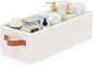 Storage Bin, Linen Foldable Clothes Basket, Storage Box Container with Double Handles for Bedroom, Beige, 15x 6 x 5 Inch, 1-Pack