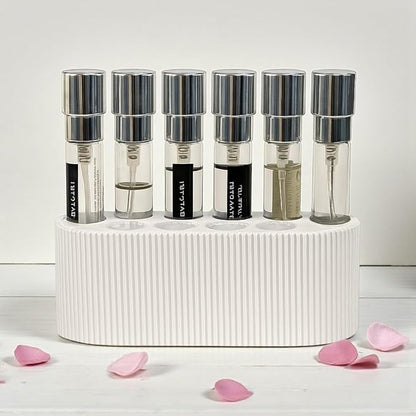 Perfume Sample Organizer for Bathroom or Vanity – Ideal Makeup and Skincare Storage, Desk and Bathroom Counter Organizer, Gift for Her ((PURE WHITE) Fits 8mL Atomizers (Travel Size))