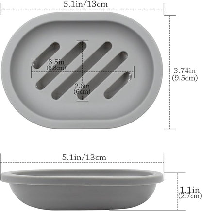 Topsky 2-Pack Soap Dish with Drain, Soap Holder & Saver, Easy Cleaning, Dry, Stop Mushy Soap (Gray)