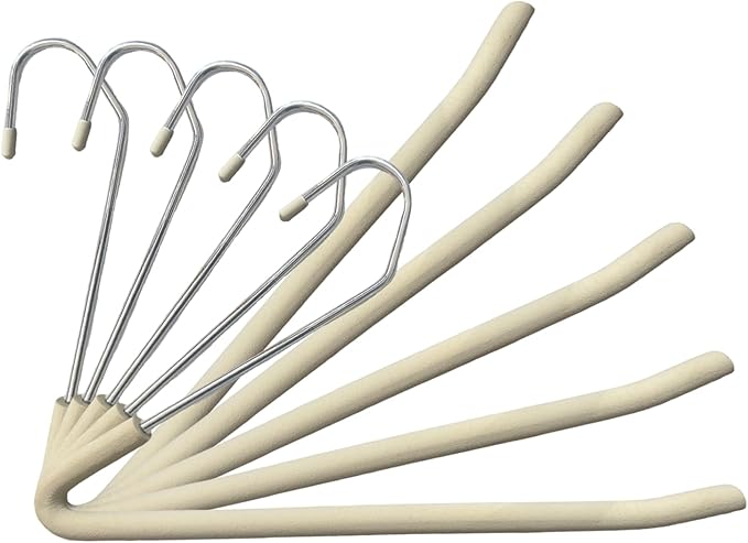 Spring Fever Open Ended Non Slip Sponge Padded Pants Hangers - Chrome Plating Foam Heavy Duty Space Saving Beige 5