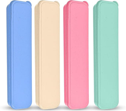 Travel Cutlery Case Portable Utensil Holder Large Travel Silverware Case Flatware Storage Box Camping Utensils Cutlery Cases for Fork Spoon Chopsticks Lunch Box, 9.6 x 2.1 inches (Multi)