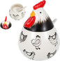 Ceramic Salt Cellar, 15.8 oz Chicken Shaped Salt Cellar with Lid and Spoon – Airtight Countertop Decor Container, Food-Grade Seasoning Holder for Spices/Sugar/Pepper Storage(Black)
