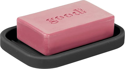 iDesign Silicone Soap Dish for Bar Soap or Scrub Brush - Ideal for Kitchen or Bathroom - Black