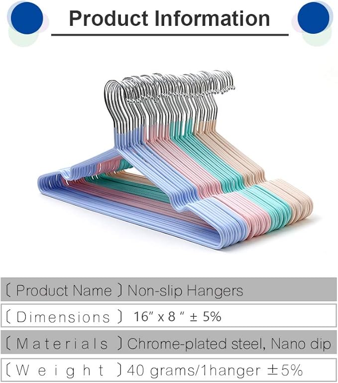 Lomani Colored Steel Clothes Hangers,60-Pack Random Color, Non Slip, Durable Heavy Duty, Coat & Suit Hangers Space Saving Adult