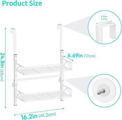 HapiRm Over the Door Hat Organizer - 2 Tier Wall Mounted Hat Rack with 2 Adjustable Metal Basket, Baseball Caps Organizer Storage Holds up to 20 Caps for Door, Bedroom, Closet (White)
