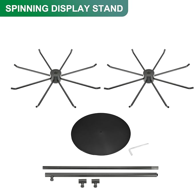 uxcell Keychain Display Stand, 1Pcs - Metal 2-layer Rotating Jewelry Display Stand with 8 Hook, Adjustable Display Rack for Necklace Craft Shows (Black)