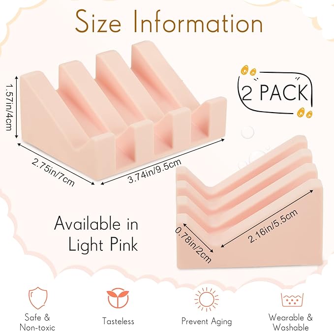 Cunhill 2 Pieces Silicone Soap Dish Self Draining Soap Dish Shower Waterfall Bar Soap Holder Tray with Drain Soap Saver for Kitchen Bathroom Accessories (Light Pink,Bright White)