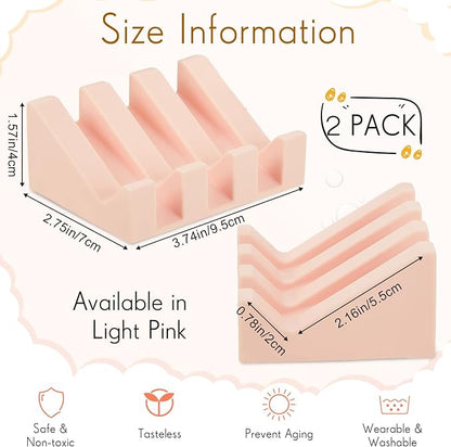 Cunhill 2 Pieces Silicone Soap Dish Self Draining Soap Dish Shower Waterfall Bar Soap Holder Tray with Drain Soap Saver for Kitchen Bathroom Accessories (Light Pink,Bright White)