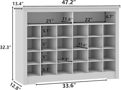 Gyfimoie 5-Tier Storage Cabinet for Entryway, Modern Shoe Rack with 26 Cubbies, Freestanding Shoe Organizer with 24 Pair Shoe Storage Cabinet for Hallway,Bedroom,Living Room(White