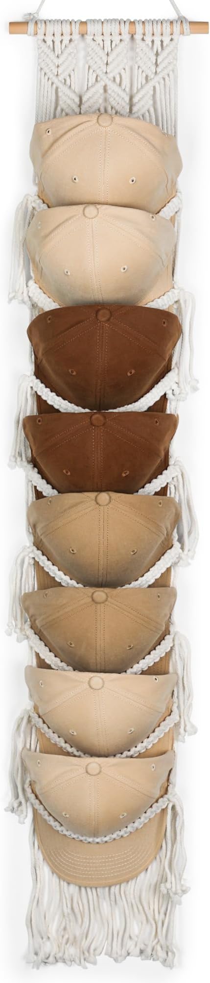 Macrame Hat Hangers for Wall Handmade Boho Baseball Cap Hanger Hand Knitting Cap Organizer Hat Holder for Wall Over Door Ball Hat Rack for Decoration Wardrobe Living Room Bedroom