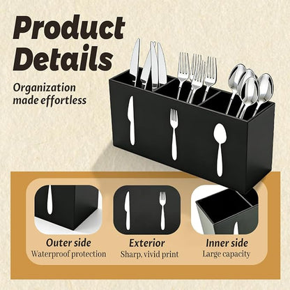 Acrylic Cutlery Storage Organizer Silverware Caddy Utensil Holder Utensil Holder for Party Cutlery Caddy 3 compartment kitchen utensil storage box for Cabinets Indoor and Outdoor Storage