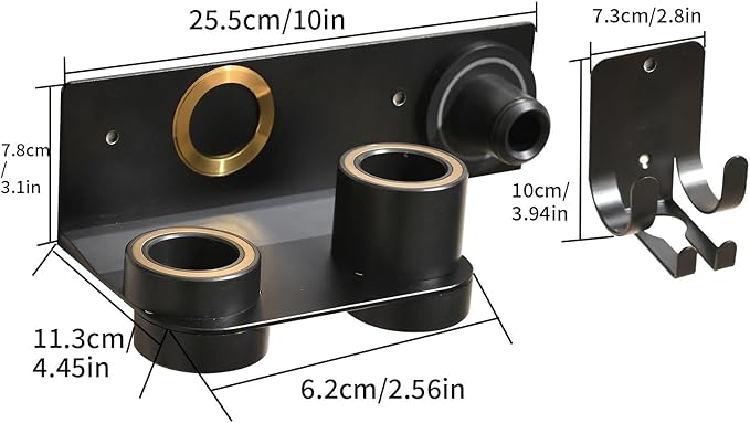 Hair Dryer Holder Wall Mount for Dyson Supersonic Airwrap Hair Dryer, Wall Mounted Hair Tool Organizer, Metal Blow Dryer Holder Attachments Storage for Bathroom and Salon, Black