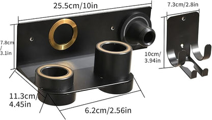 Hair Dryer Holder Wall Mount for Dyson Supersonic Airwrap Hair Dryer, Wall Mounted Hair Tool Organizer, Metal Blow Dryer Holder Attachments Storage for Bathroom and Salon, Black