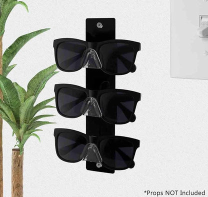 Glasses Holder 3 Tier Holder Black Acrylic Back Clear Nose Wall Mount with Hanging Hardware Retail Locations Space Saver Organizer Storage Hanger Warehouse Eyeglasses Safety by Marketing Holders