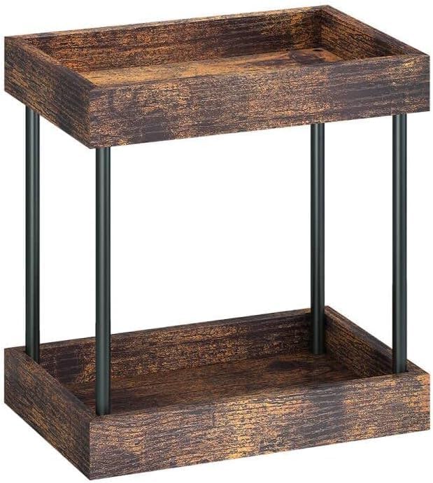 MAHUEEOL 2 Tier Bathroom Organizer Countertop, Wooden Bathroom Trays for Counter Vanity Organizer Cosmetic Storage Vanity Organizer, Coffee Station Organizers, Kitchen Spice Rack