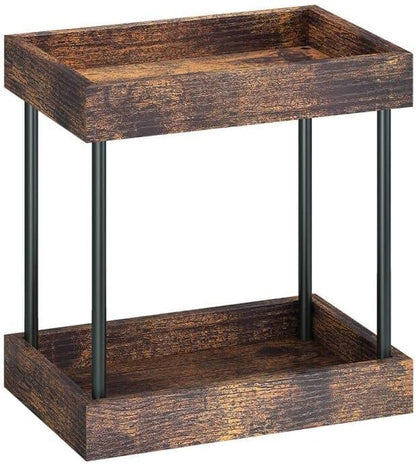 MAHUEEOL 2 Tier Bathroom Organizer Countertop, Wooden Bathroom Trays for Counter Vanity Organizer Cosmetic Storage Vanity Organizer, Coffee Station Organizers, Kitchen Spice Rack