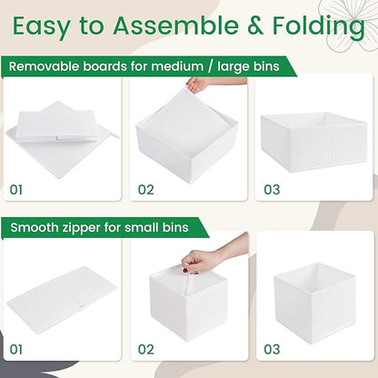 Criusia 16 Pack Underwear Drawer Organizer, Drawer Organizer Clothes, Foldable Cloth Storage Box Closet Dresser Drawer Divider Organizer for Clothes, Scarves (White)