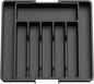 silverware drawer organizer, expandable silverware storage, utensil organizer, durable plastic cutlery storage box for forks, spoons, and knives - kitchen essentials for new home (black)