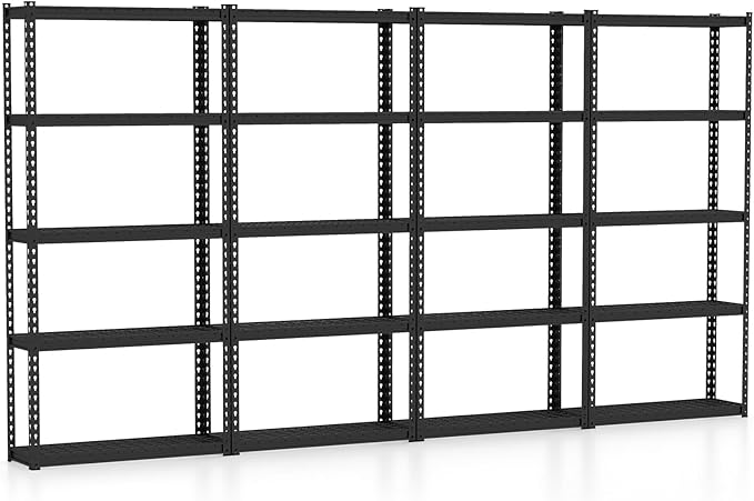 Goplus 5-Tier Metal Shelving Unit, 4 Pack Heavy Duty Wire Storage Rack with Anti-Slip Foot Pads, Height Adjustable Shelves for Warehouse, Kitchen, Living Room, Garage, 12" D x 35.5" W x 72" H