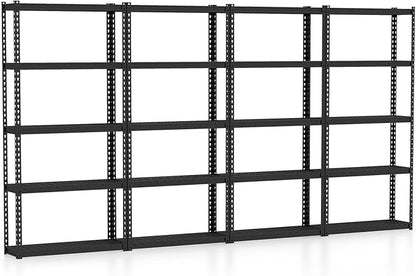 Goplus 5-Tier Metal Shelving Unit, 4 Pack Heavy Duty Wire Storage Rack with Anti-Slip Foot Pads, Height Adjustable Shelves for Warehouse, Kitchen, Living Room, Garage, 12" D x 35.5" W x 72" H