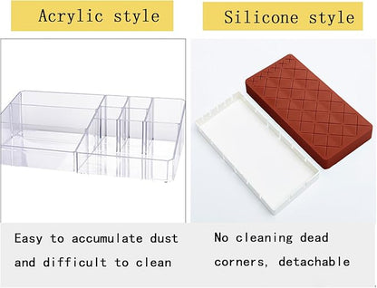 Silicone Lipstick Organizer 18+6 Slots, Lipstick Holder Stand Square Nail Polish Rack for Brush Lip Eye Stick Nail Polish Brushes Eyebrow, Wine Red