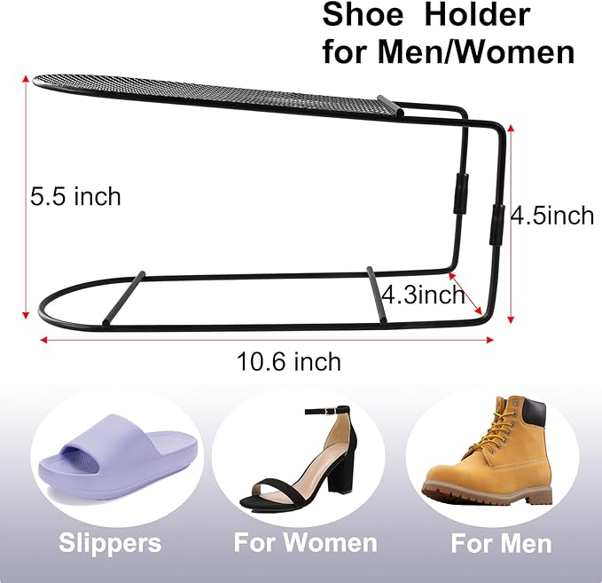 12Pack Shoe Slots Organizer Metal Shoe Stacker Shoe Storage Organizers for Closet Space Saver 50% Shoe Rack Holder for a Pair of Shoes (Black)