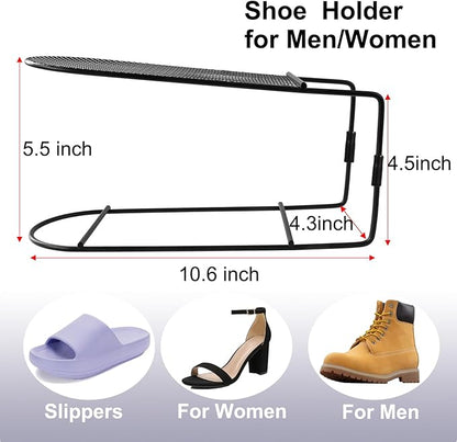 12Pack Shoe Slots Organizer Metal Shoe Stacker Shoe Storage Organizers for Closet Space Saver 50% Shoe Rack Holder for a Pair of Shoes (Black)