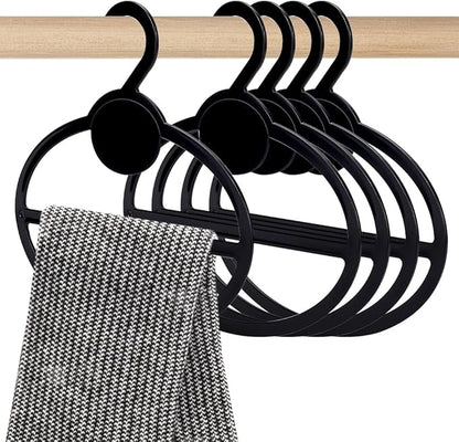 AHANDMAKER 10 Pcs Black Plastic Oval Scarf Hanger, Space Saving Scarf Holder, Tie, Belt, Headband Organizer, 5.35 Inch