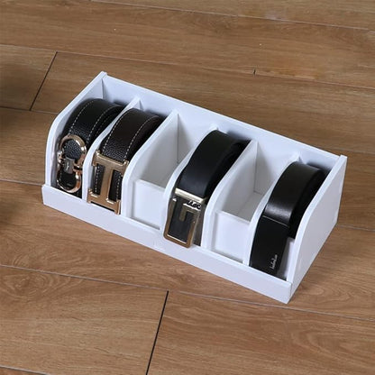 Wooden Belt Organizer, Belt Storage Holder, Belt Container, Belt Display Case Box Organizer for Retail Store 6 Grids Belt Rack (6 Grids)
