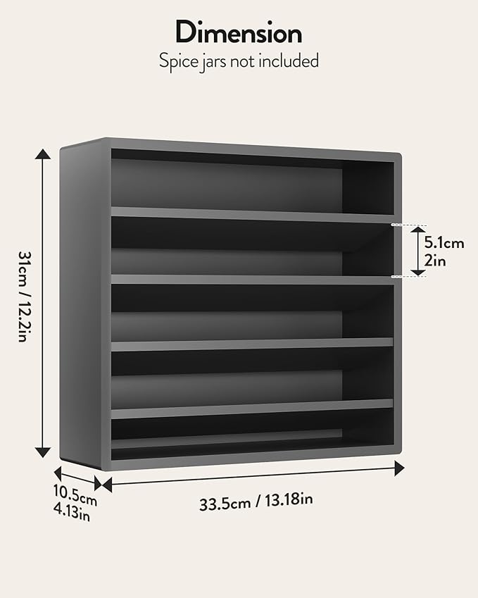 Orimade 4 Tier Spice Rack Organizer for Cabinet, Freestanding Bamboo Seasoning Rack for Countertop, Cupboard, Pantry, Kitchen, 13.18 x 4.13 x 12.2 inches(Spice Jars Not Included), Black
