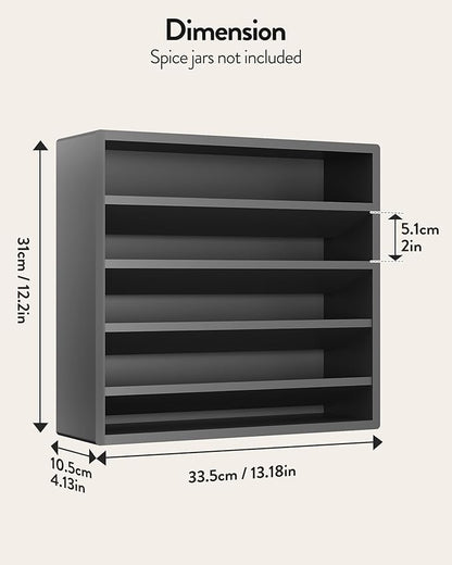 Orimade 4 Tier Spice Rack Organizer for Cabinet, Freestanding Bamboo Seasoning Rack for Countertop, Cupboard, Pantry, Kitchen, 13.18 x 4.13 x 12.2 inches(Spice Jars Not Included), Black