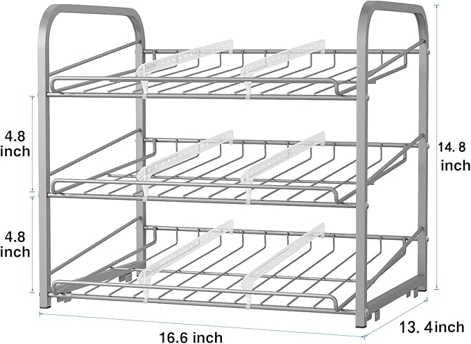Can Rack Organizer, 3 Tier Stackable Can Storage Dispenser,for Food Storage, Kitchen Cabinets or Pantry, Storage for 36 Cans, Silver