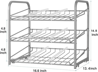 Can Rack Organizer, 3 Tier Stackable Can Storage Dispenser,for Food Storage, Kitchen Cabinets or Pantry, Storage for 36 Cans, Silver