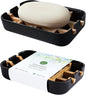 Soap Dishes for Bar Soap,2 Pack Environmentally-Friendly Bathroom Soap Dishes (Removable),2Pcs/Set Bamboo Soap Dishes Holder,Black