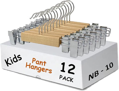 Kids Hangers (Natural Wood, Kids Pant Hangers NB-10)