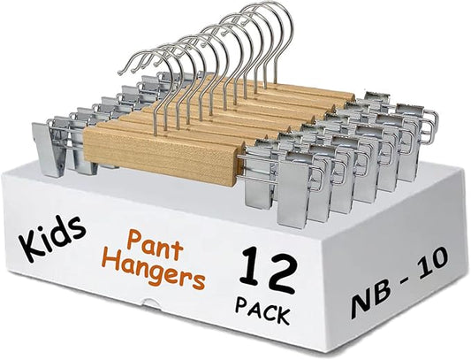 Kids Hangers (Natural Wood, Kids Pant Hangers NB-10)