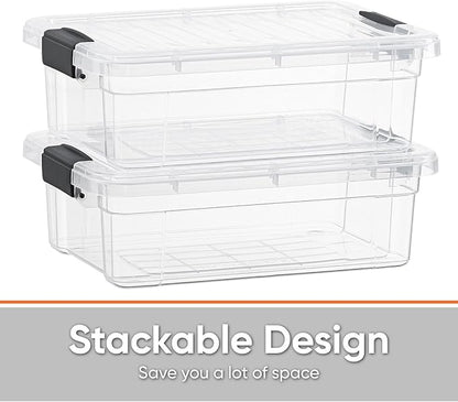 Superio 7.4 Quart Clear Plastic Storage Bin with Lid, Non-Toxic, BPA Free, Odor Free, Organizer Storage Box, Stackable Plastic Tote for Home, Garage, School, and Office
