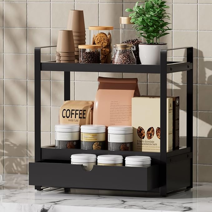 Boulphia 2-Tier Bathroom Organizer (Black - New)