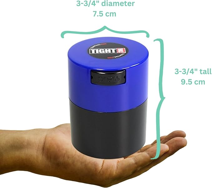 Tightvac - Premium Airtight Herb Storage Container - Holds ½ oz to 3 ounces - Keep Your Herbs and Dry Goods Fresh and Flavorful. Black Blue