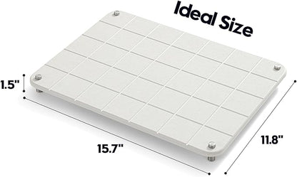 Razborci Stone Dish Drying Mat for Kitchen Counter, Water Absorbing Bathroom Tray Sink Organizer, Diatomaceous Earth Countertop Dish Rack Riser Sponge Holder Soap Dish, Gray Beige, 16" x 12"
