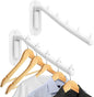 Sumnacon 2 PCS Stainless Steel Clothes Hanger Rack - Wall Mount Clothing Rack with Swing Arm, Sturdy Clothes Hanger Racks for Laundry Room Bedrooms Clothing Drying Hanger with 5 Hooks, White