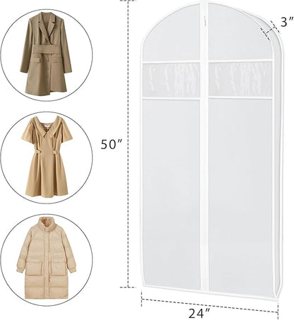 Zilink Clear Suit Coat Bags for Storage 50-inch Dress Bags for Hanging Clothes with 3" Gusset Suit Cover Bag for Coat, Dress Closet Storage