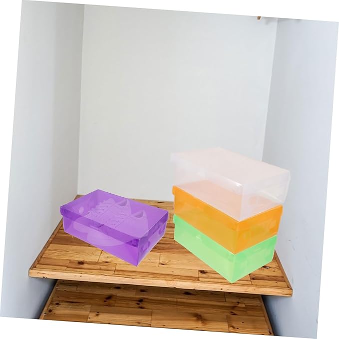 7pcs Stackable Plastic Sneaker Storage Boxes Thickened Shoe Organizer Lid for High Heels Boots Accessories Transparent Design for Neat Home Organization